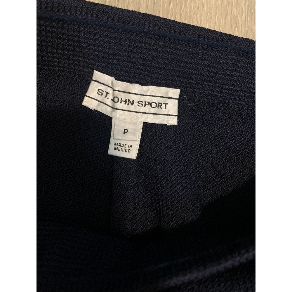 St John Sport Santana Wool Knit Pants Navy Blue Wide Leg Size P - Picture 4 of 6